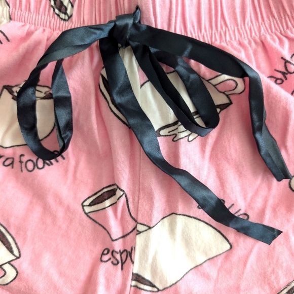 Sleep & Co Pink Coffee Print Women's Sleep Shorts Cotton Size S - Picture 6 of 7